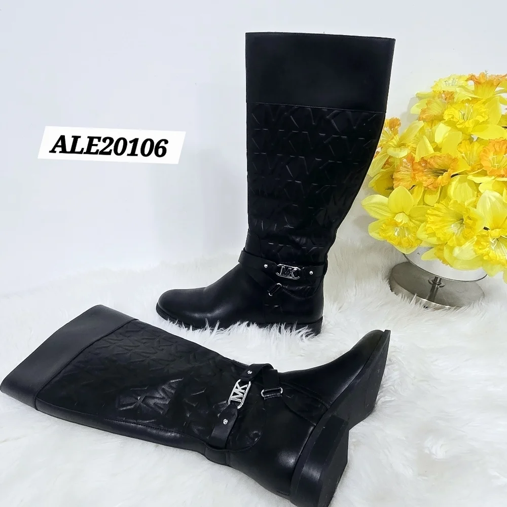 Michael Kors Black Over the Knee Boots with Quilted Design Size 9 1/2M